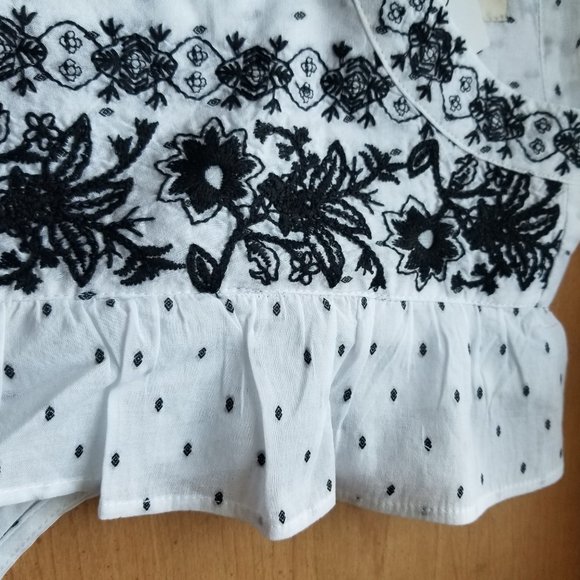 Embroidered Floral Dot Ruffle Shell - Picture 2 of 6